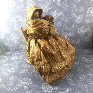 Cornhusk Doll Rocking Mama Long Dress Bonnet Curls Primitive Farm House Decor
